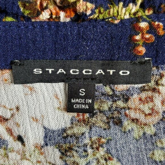 Staccato Blue Floral Long Sleeve Size Small Blouse - Picture 11 of 12